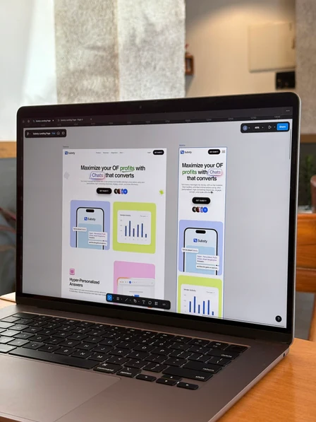 A website design open in Figma on a laptop